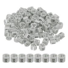 100 Pcs Clothes Hanger Marker Number 32 Tag Fit 3mm Rod Garment Size Tag Gray