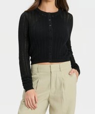 A New Day Women's Pointelle Cardigan black Size XS