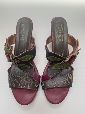 L Artiste Spring Step Toucy Flowered Slip On Heeled Sandals 10.5-11.  EU 42