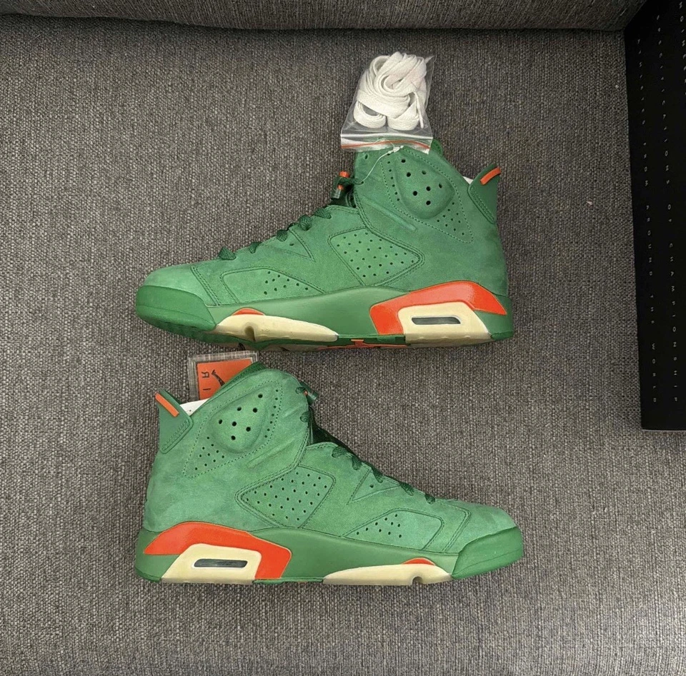 Talla 10.5 - Air Jordan 6 Retro NRG Gamuza Verde Gatorade Foto 2 de 4