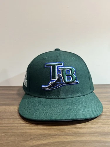 Tampa Bay Rays 10th Season 59Fifty Fitted Hat Club Green Icy New Era Size 7 1/8