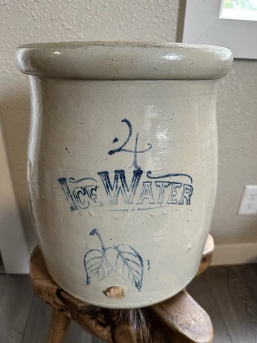 Antique Red Wing 4 gallon Hand Turned Ice Water Cooler Stoneware Crock Minnesota