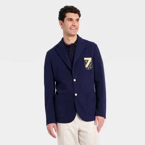 Houston White Men's Crested Knit Blazer - Navy Blue L - product listing photo