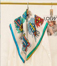 16 Momme Twill Silk Shawl 35'' sphere point Print Neckerchief Scarf Square Wrap
