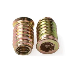 M6 M8 M10 Furniture Hex Drive Flat Head Nuts Screws Threaded For Wood Insert