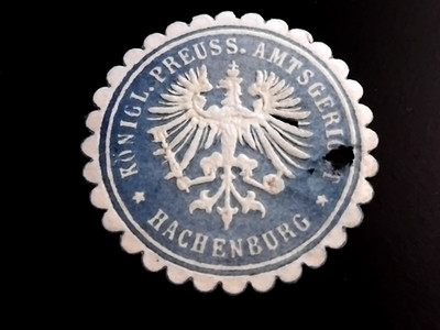 seal stamp royal Prussia. District Court Hachenburg