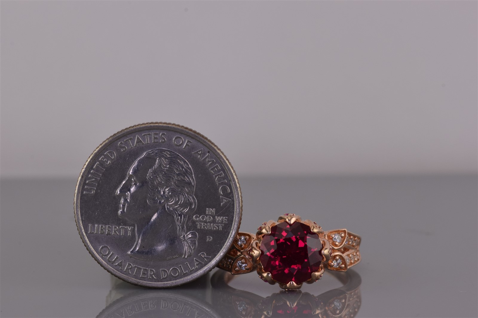 Rose Sterling Silver Red Ruby Cubic Zirconia Band… - image 8