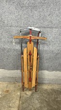 Wood Sled Metal Runners Red Accents Collectible Decor