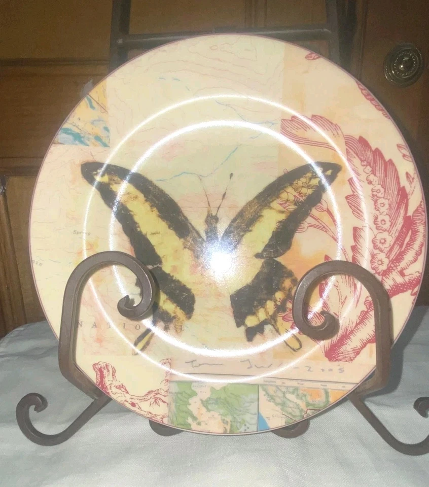 (5)套装ANTHROPOLOGIE植物鸟分支五颜六色的8英寸甜点/沙拉盘 — 第 2/4 张图片