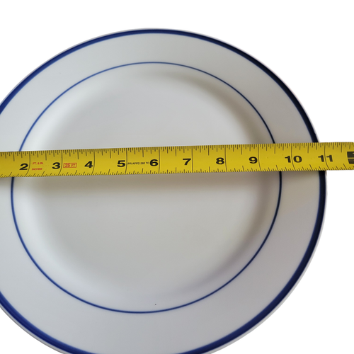 Maitre D by ONEIDA Dinner Plates Porcelain White with Two Blue Rings Set of 3 - Picture 10 of 10
