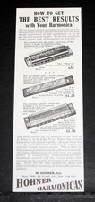1936 OLD MAGAZINE PRINT AD, M. HOHNER HARMONICAS, HOW TO GET THE BEST RESULTS