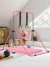 Adjustable Kid Gymnastics Bar Training Kip Bar With Grips Wristbands Ground Nail