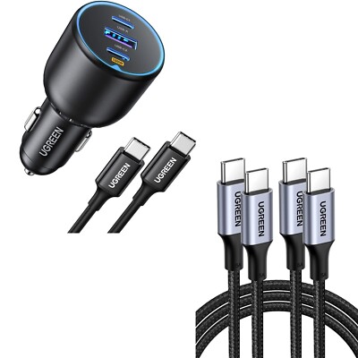 UGREEN Bundle 130W USB C Car Charger + 100W USB C to USB C Cable 2-Pack