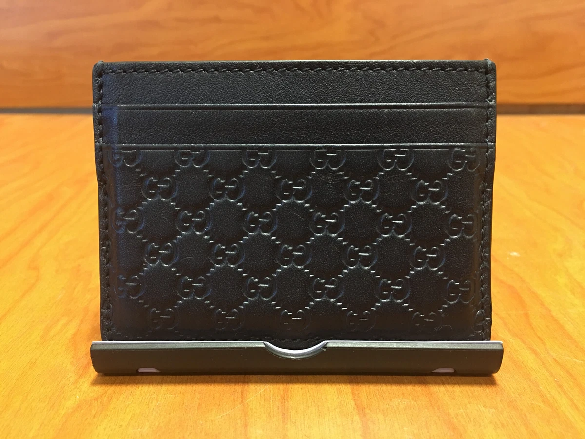 GUCCI Microguccissima Monogram Leather Card Case Black 262837