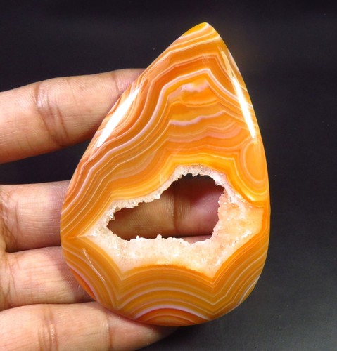 Window Onyx Agate Orange Cabs Natural Geode Druzy Onyx Agate Gems 75x51m OD-1181 - Picture 7 of 7