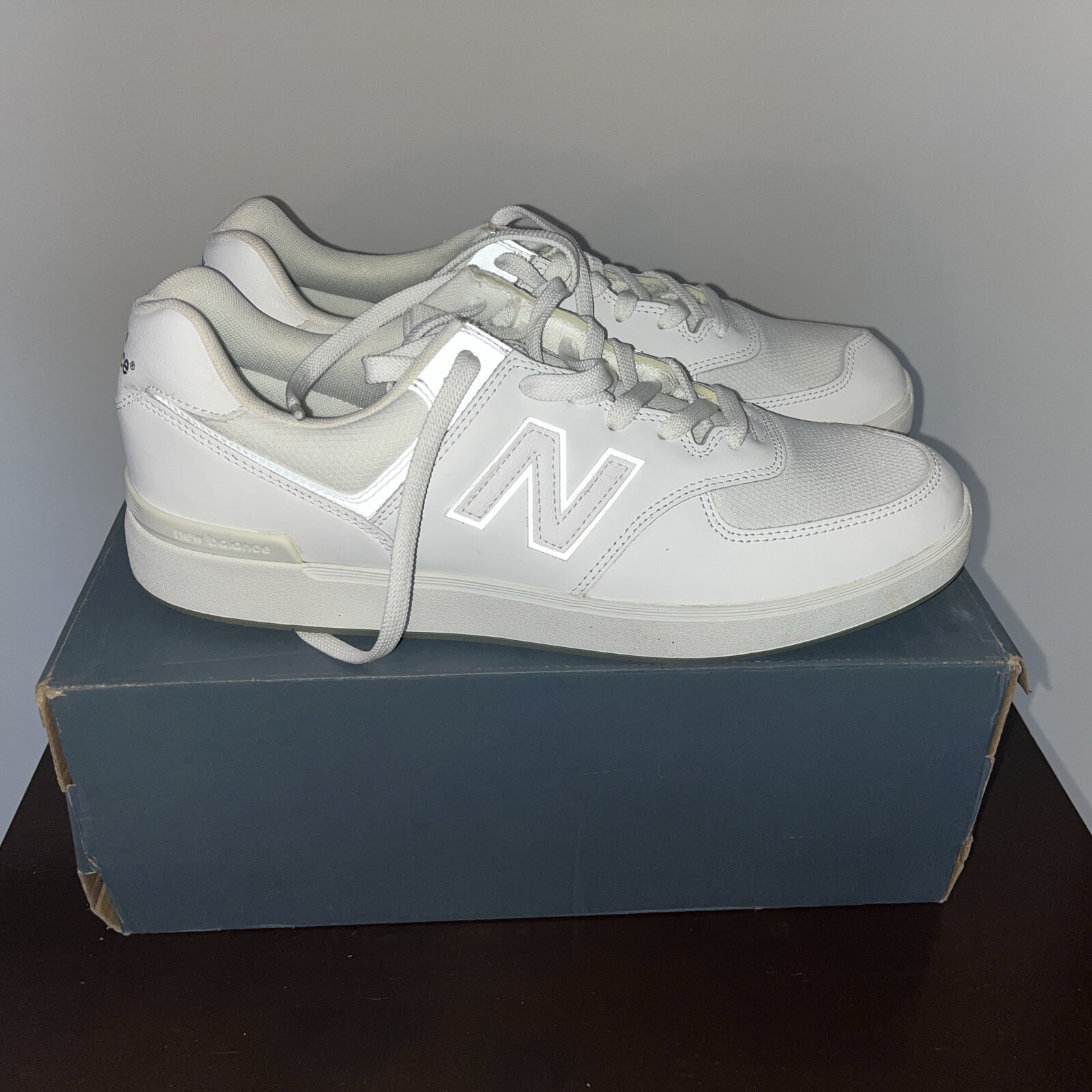 New Balance Mens 574 WHITE Court Athletic Sneaker Shoes US 13 WIDE 2E NIB NEW