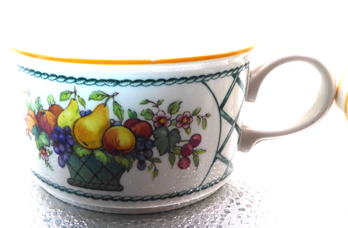 2 Villeroy & Boch Porcelain BASKET Flat Teacups Coffee Cups ExCnd W-Germany 1748 - Picture 9 of 12