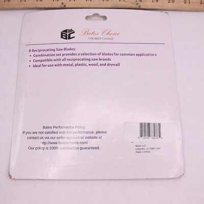 (8-Pk) Bates Choice Reciprocating Saw Blades Set for Metal & Wood