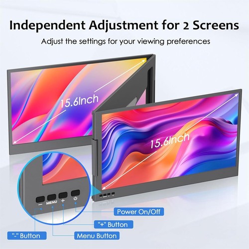 KPKUE 15.6" Laptop Screen Extender, FHD Screen Extender One Cable Laptop Monitor - 第 6/9 張圖片