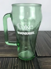 Vintage Coca Cola Whataburger Cowboy Mug Green Glass*