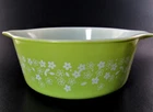 Vintage PYREX 472-B 750ML Green Crazy Daisy Spring Blossom Casserole Baking Dish
