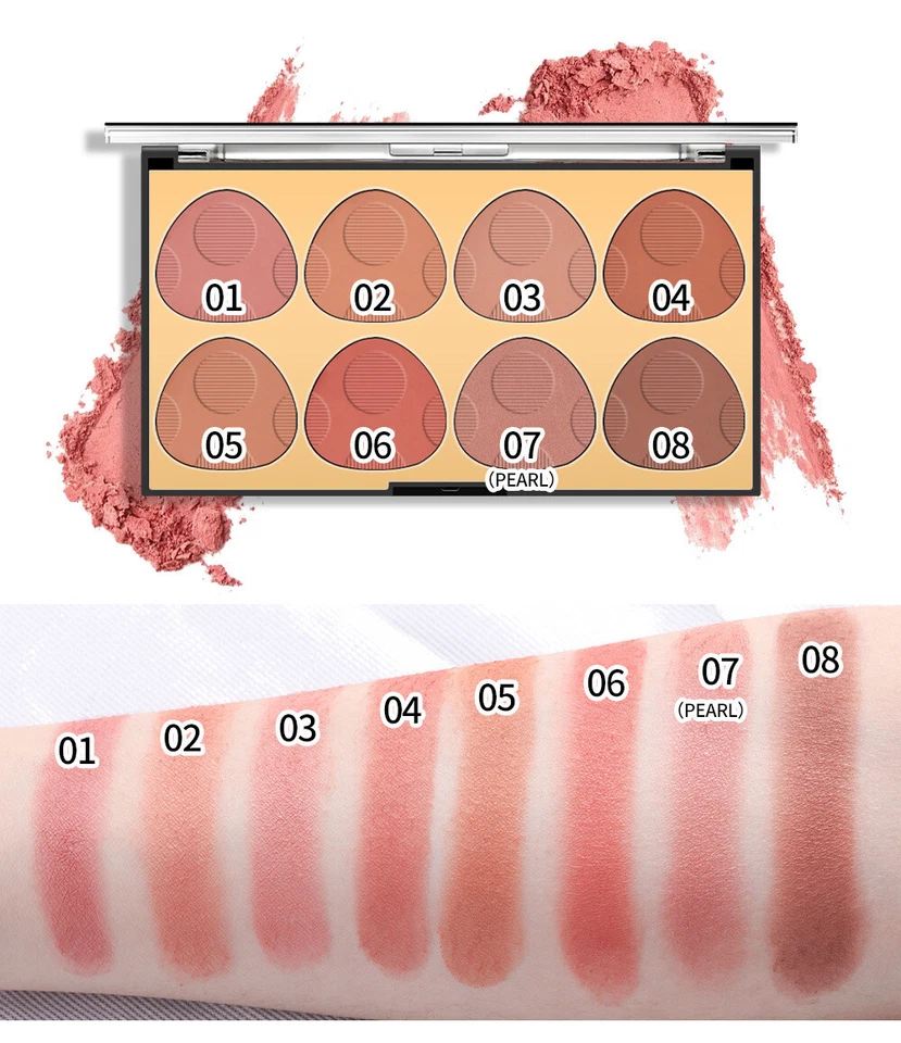 8 Color Blusher Palette Natural Matte Long-lasting Portable Blush Powder Pallet - Image 3 of 4