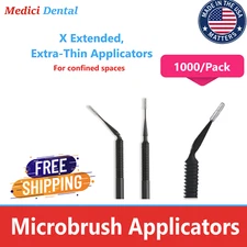 Microbrush X Extended, Extra-Thin Applicators, Black, 1000/Pk, Bendable up to 90