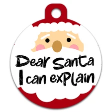 Funny Christmas Dog Cat Pet ID Tag - Dear Santa I Can Explain - Customizable