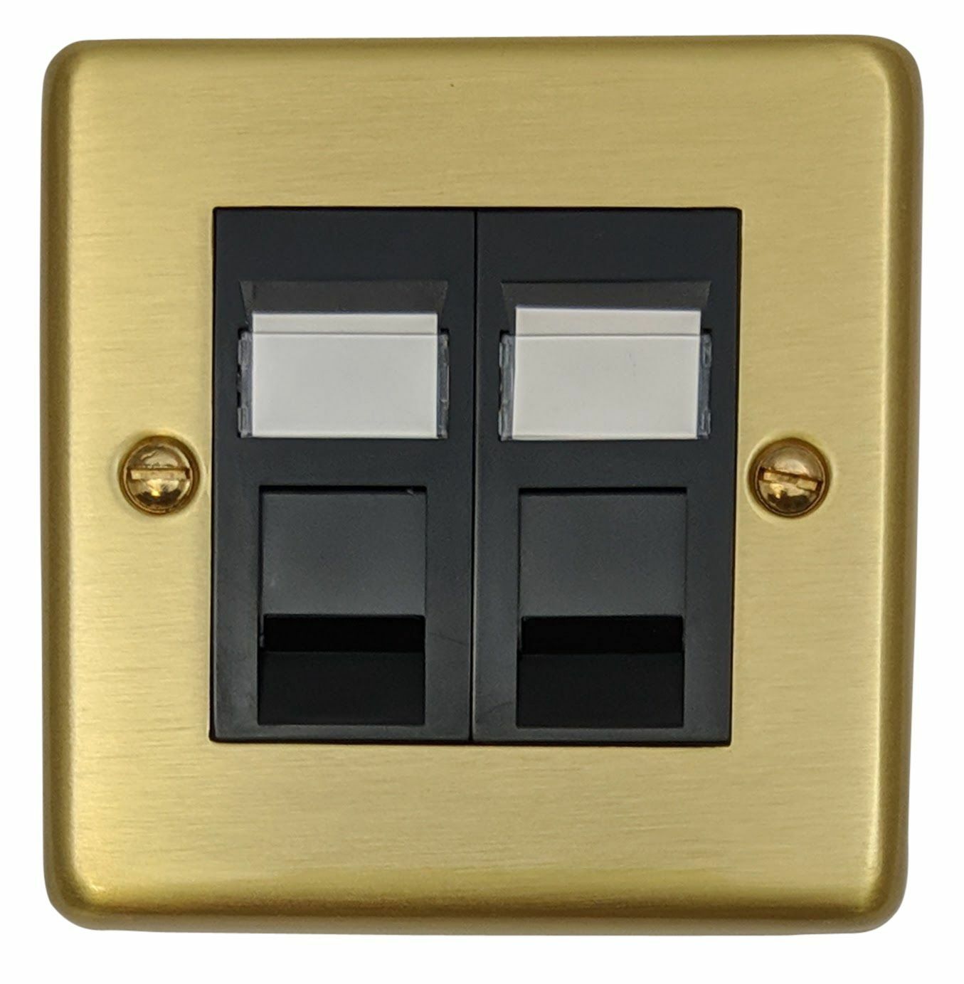 G&H CSB62B Standard Plate Brushed Brass 2 Gang RJ45 Cat5e Data Socket Point