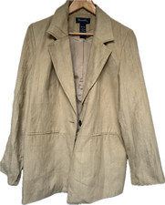 Denim Co Jacket Women's Size M Beige Taupe Single Button Blazer