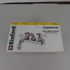 Binford Commercial Deck Mount Faucet with 6" Swing Spout Chrome Dual Handle