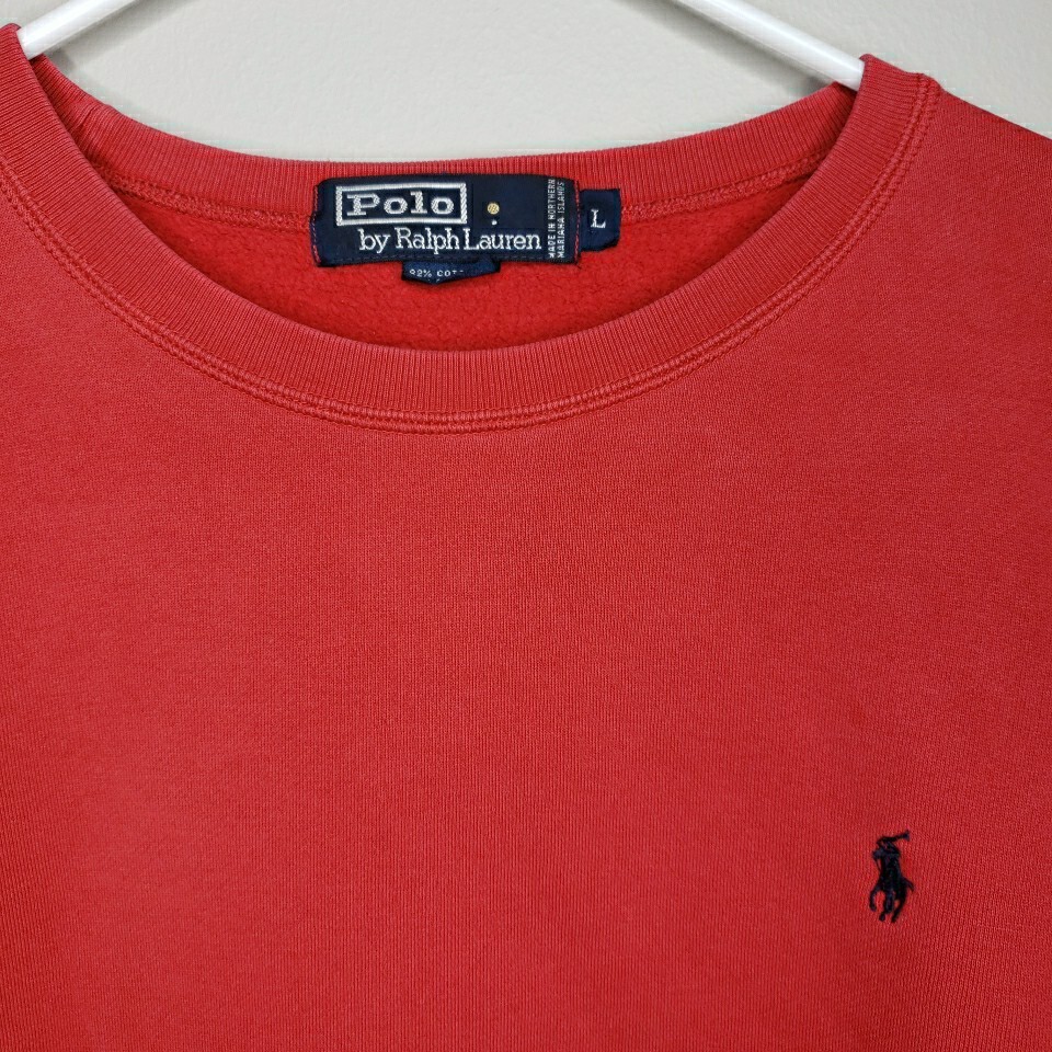 Polo Ralph Lauren Felpa Uomo Grande Pony Rosso Pullover Maglione Cotone Politecnico