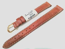 New ZRC Made in France Ladies Tan Ostrich Calf 12mm Watch Band Gold Tone Buckle 