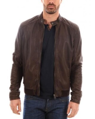 Men Motorcycle Biker Genuine Lambskin Black Bomber Leather Jacket XS-2XL FB23