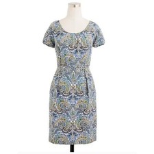 J. Crew Dolores Dress in Peacock Paisley Cotton Silk Size 2