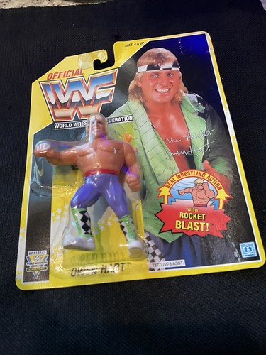 Vtg 90�s WWF Hasbro MOC Owen Hart figure YELLOW Ca...