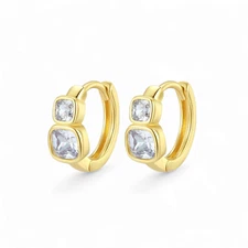 Hoop Earrings With Cubic Zirconia Fashion Jewelry Unisex, Women Gold Plated Gyft