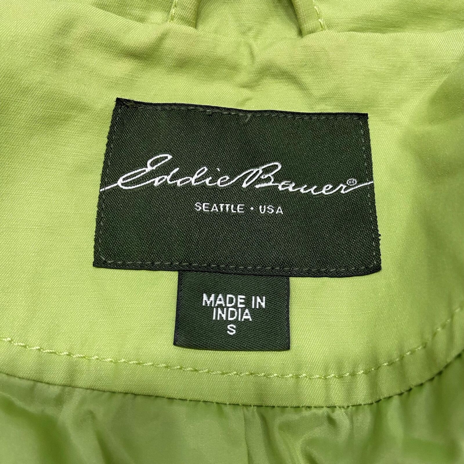 EDDIE BAUER Button Down Collared Lined Green Over… - image 8