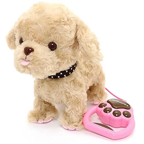 Walking toy top dog on lead