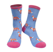 Fox BAMBOO Womens Socks UK 4-7, EU 37-40 Ladies Novelty Foxes Ankle Socks Cute