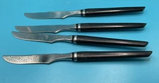 Vintage  Stainless Black Handle 4pc Table Knife Set Japan MCM