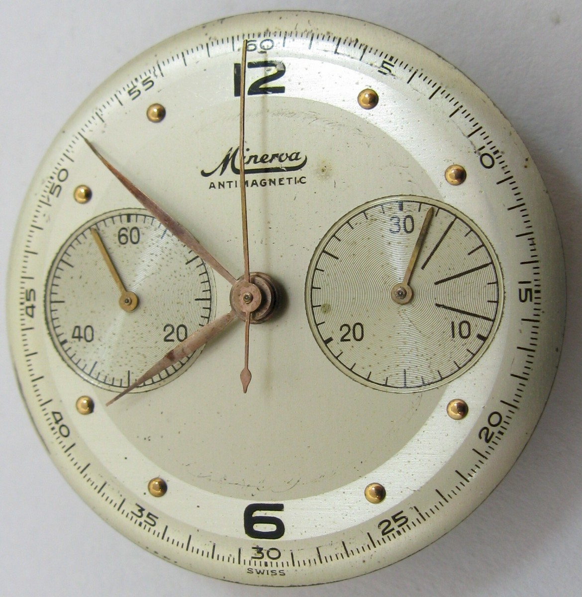 Minerva chronograph watch 17 j. movement in working order for