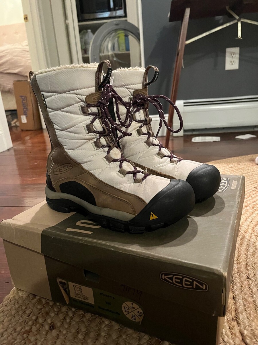 Keen 400g insulated waterproof women's cream/maroon zip up snow