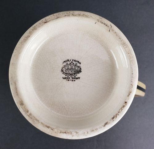 Jarra vintage de cerámica Moriyama verde flor de cerezo pintada a mano, usada en excelente estado - Imagen 8 de 10