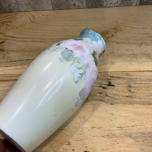 Rare Antique Porcelain Germany Rosenthal Bavaria Vase Hand Painted Gold Rim Rose - Picture 14 of 23