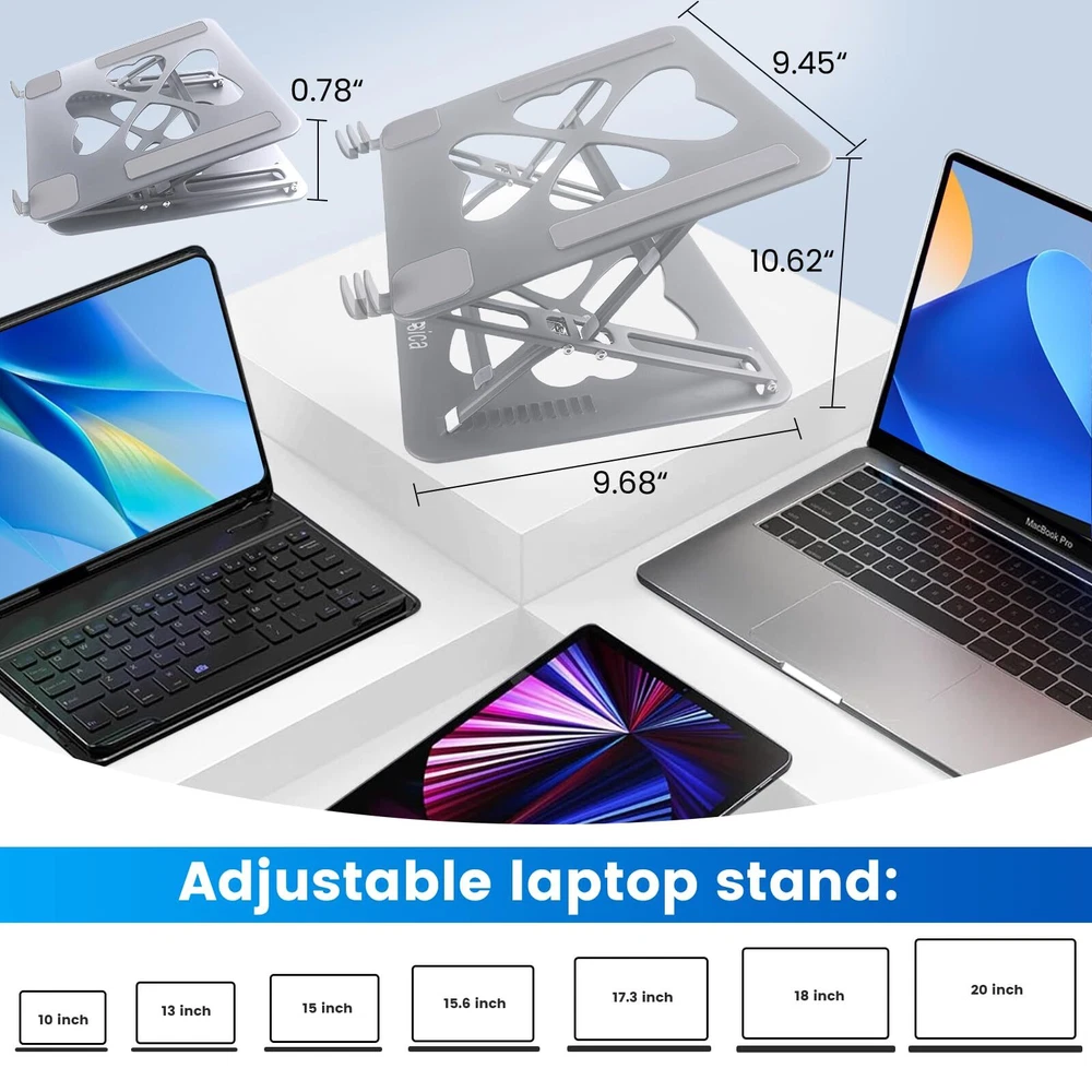 Adjustable Laptop Stand for Desk Holds 10-20 Inch Laptops Up to 55 lbs
