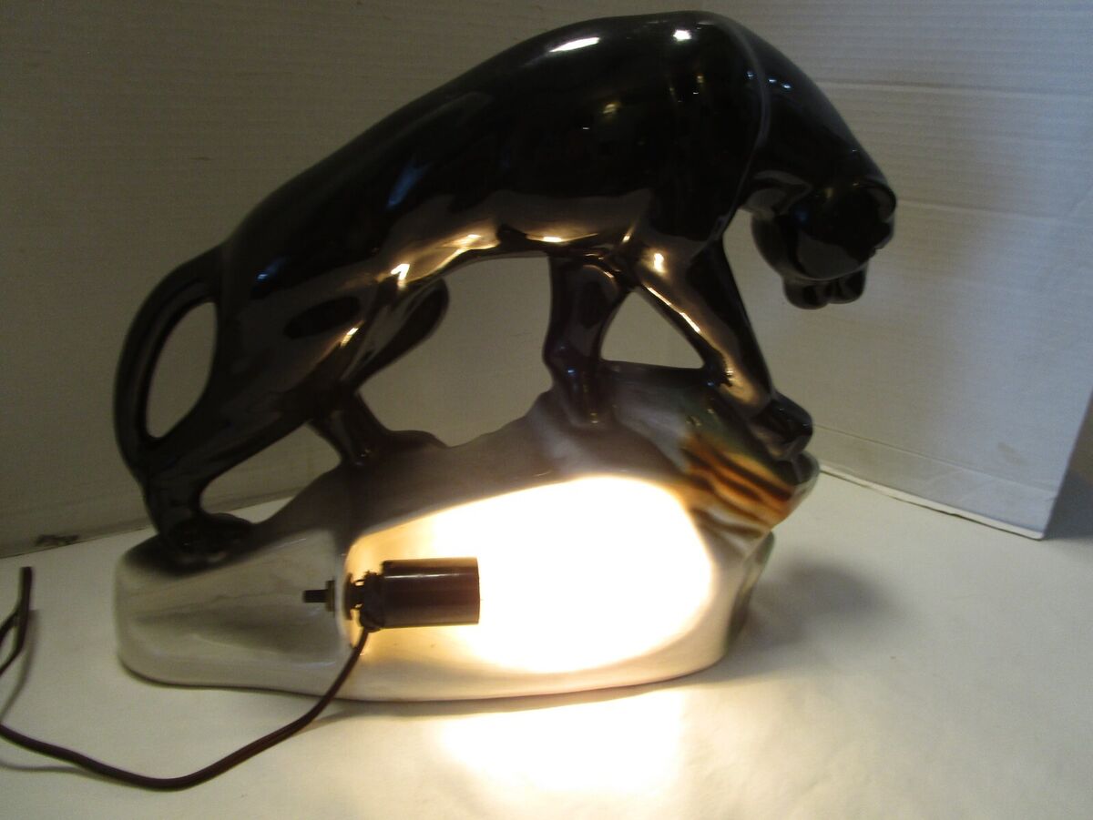Vintage Ceramic TV Lamp BLACK PANTHER Lane & C0. L-26 1950's Vintage Ceramic TV Lamp BLACK PANTHER Lane & C0. L-26 1950's