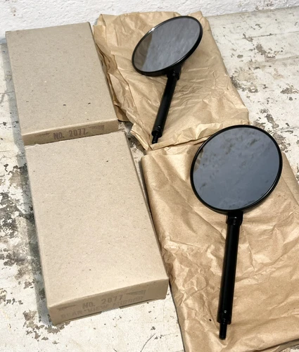 ✨2 NOS 1940s VTG Black 4” Automotive Rear Side View Mirrors Jeep Hot Rat Rod✨