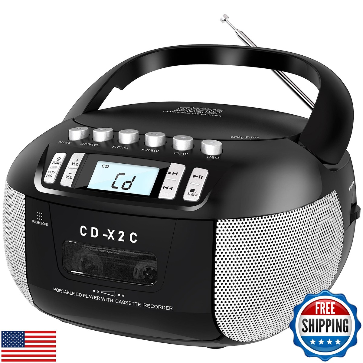 Sunoony CD and Cassette Player Combo, Boombox CD Player Portable