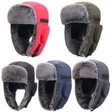 Winter Fur Ear Flap Cap Warm Windproof Hat Snow Ski Cap for Outdoor Cold Weather